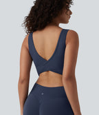 V Neck Tummy Control Butt Lifting Workout Jumpsuit with Pockets-Edition — Mood Indigo — view 4