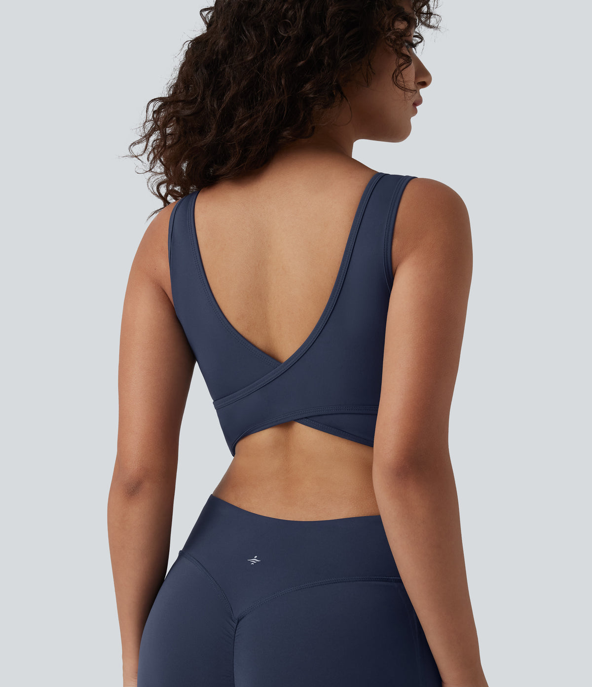 V Neck Tummy Control Butt Lifting Workout Jumpsuit with Pockets-Edition — Mood Indigo — view 4