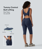 V Neck Tummy Control Butt Lifting Workout Jumpsuit with Pockets-Edition — Mood Indigo — view 1