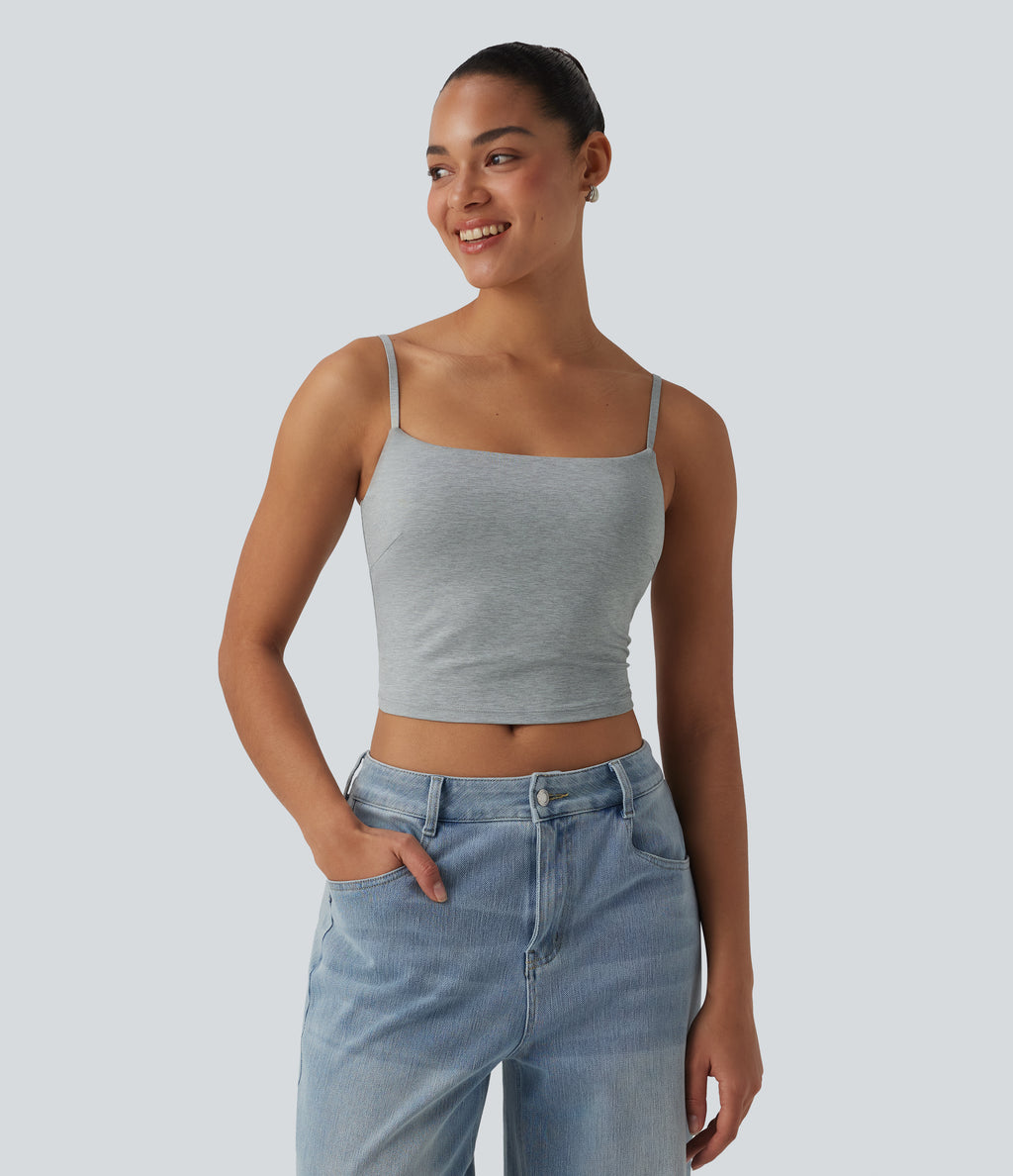 Cropped Casual Tank Top — Fogvale Heather — view 3
