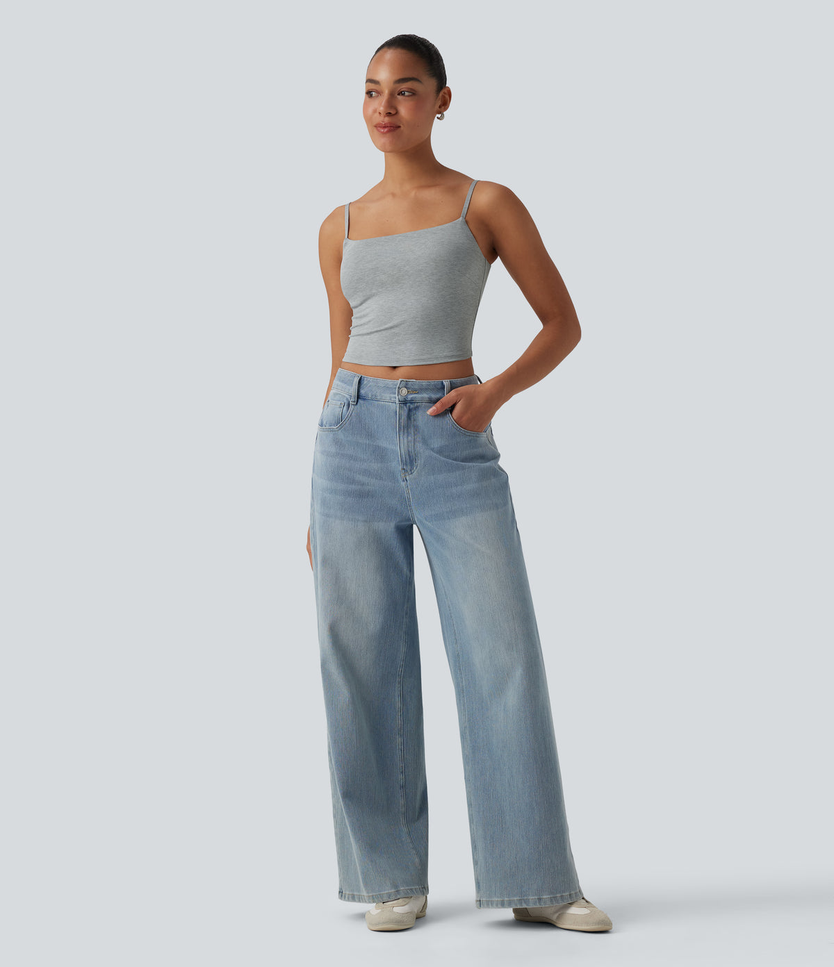 Cropped Casual Tank Top — Fogvale Heather — view 6