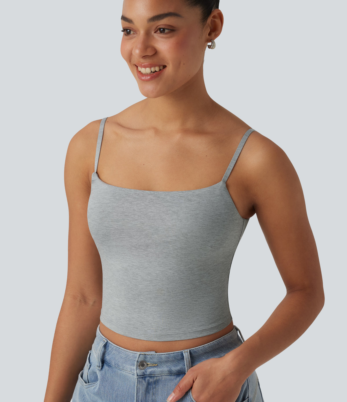 Cropped Casual Tank Top — Fogvale Heather — view 5