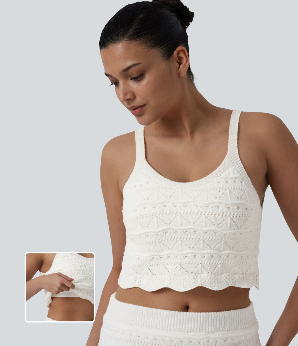 Round Neck Cropped Jumper Vest — White — view 1