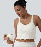 Round Neck Cropped Jumper Vest — White — view 1