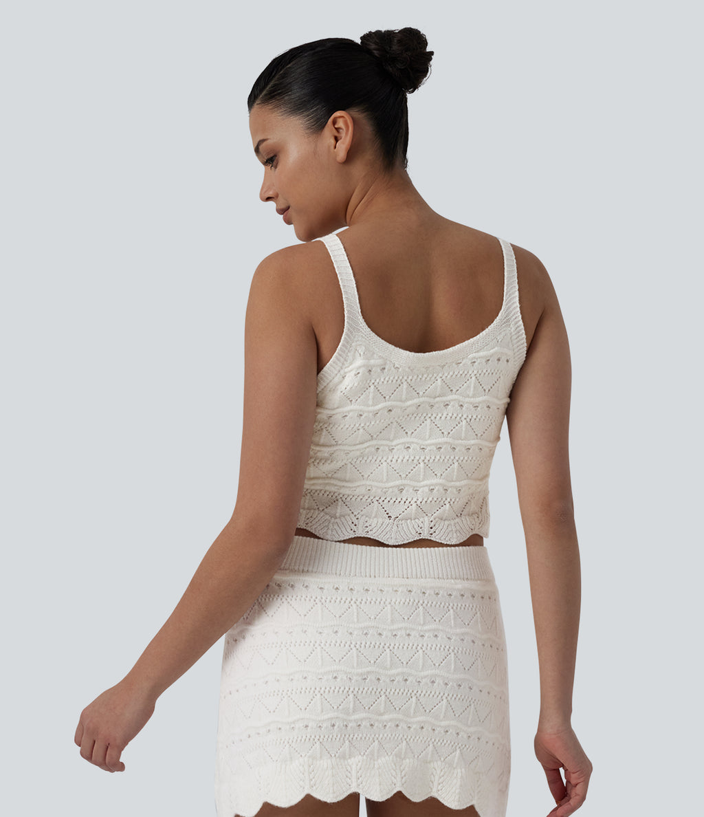 Round Neck Cropped Jumper Vest — White — view 2