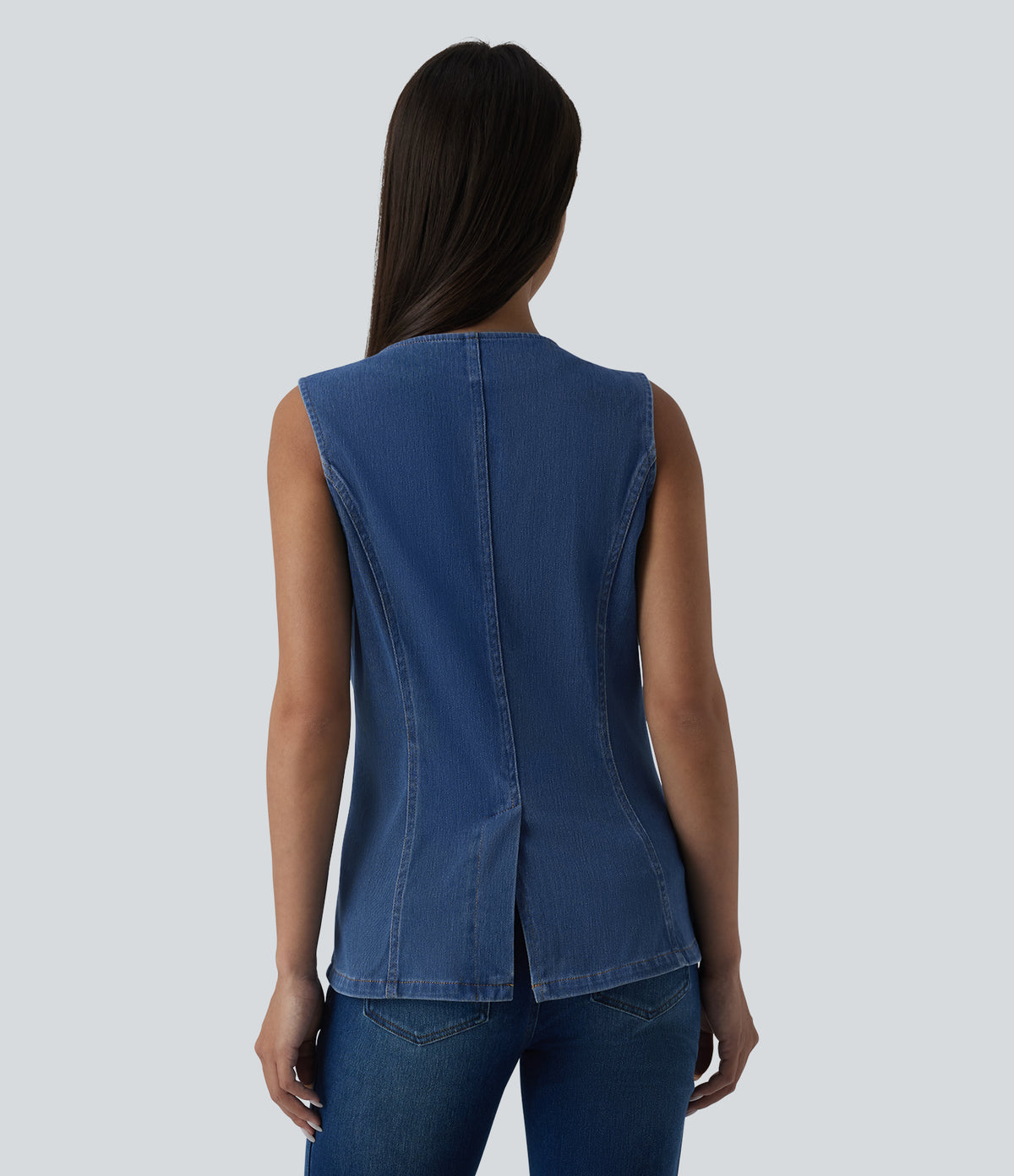Round Neck Denim Tank Top — Malibu Blue Denim — view 2