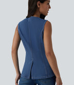 Round Neck Denim Tank Top — Malibu Blue Denim — view 5