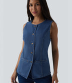 Round Neck Denim Tank Top — Malibu Blue Denim — view 1