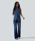 Round Neck Denim Tank Top — Malibu Blue Denim — view 6