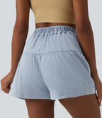 High Waisted Denim Casual Shorts 3'' with Pockets — Malibu Blue Denim — view 5