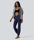 High Waisted Crossover Dance Joggers with Pockets — Peacoat — view 7