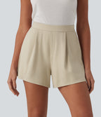 High Waisted Casual Shorts with Pockets — Brown Rice — view 3