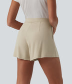 High Waisted Casual Shorts with Pockets — Brown Rice — view 2