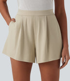 High Waisted Casual Shorts with Pockets — Brown Rice — view 5