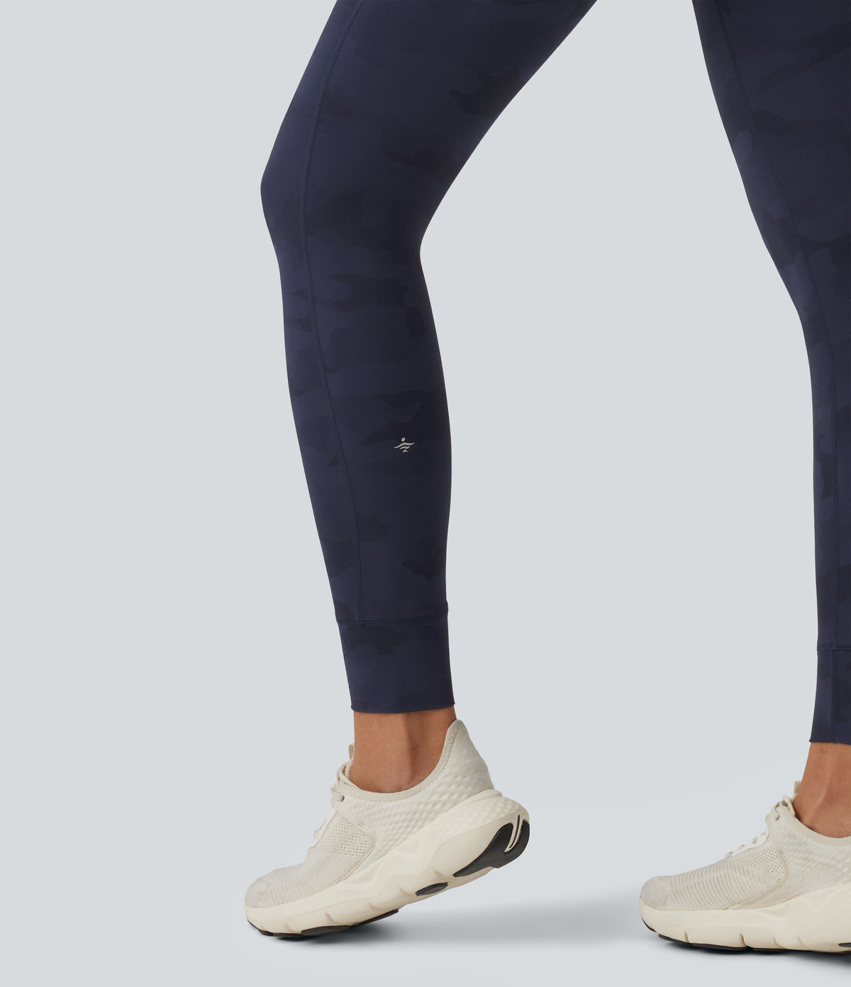 Camo Print High Waisted Drawstring Yoga Leggings with Pockets — Navy Camo — view 6