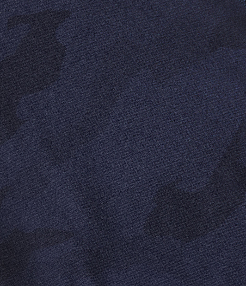 Camo Print High Waisted Drawstring Yoga Leggings with Pockets — Navy Camo — view 8
