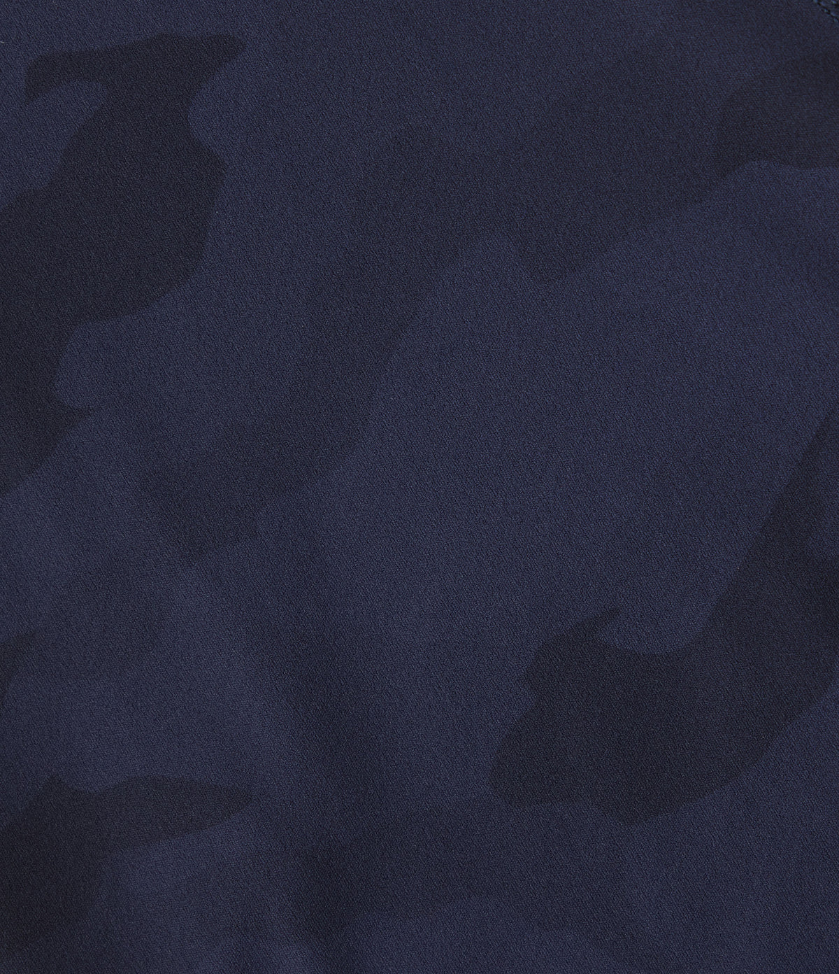 Camo Print High Waisted Drawstring Yoga Leggings with Pockets — Navy Camo — view 8