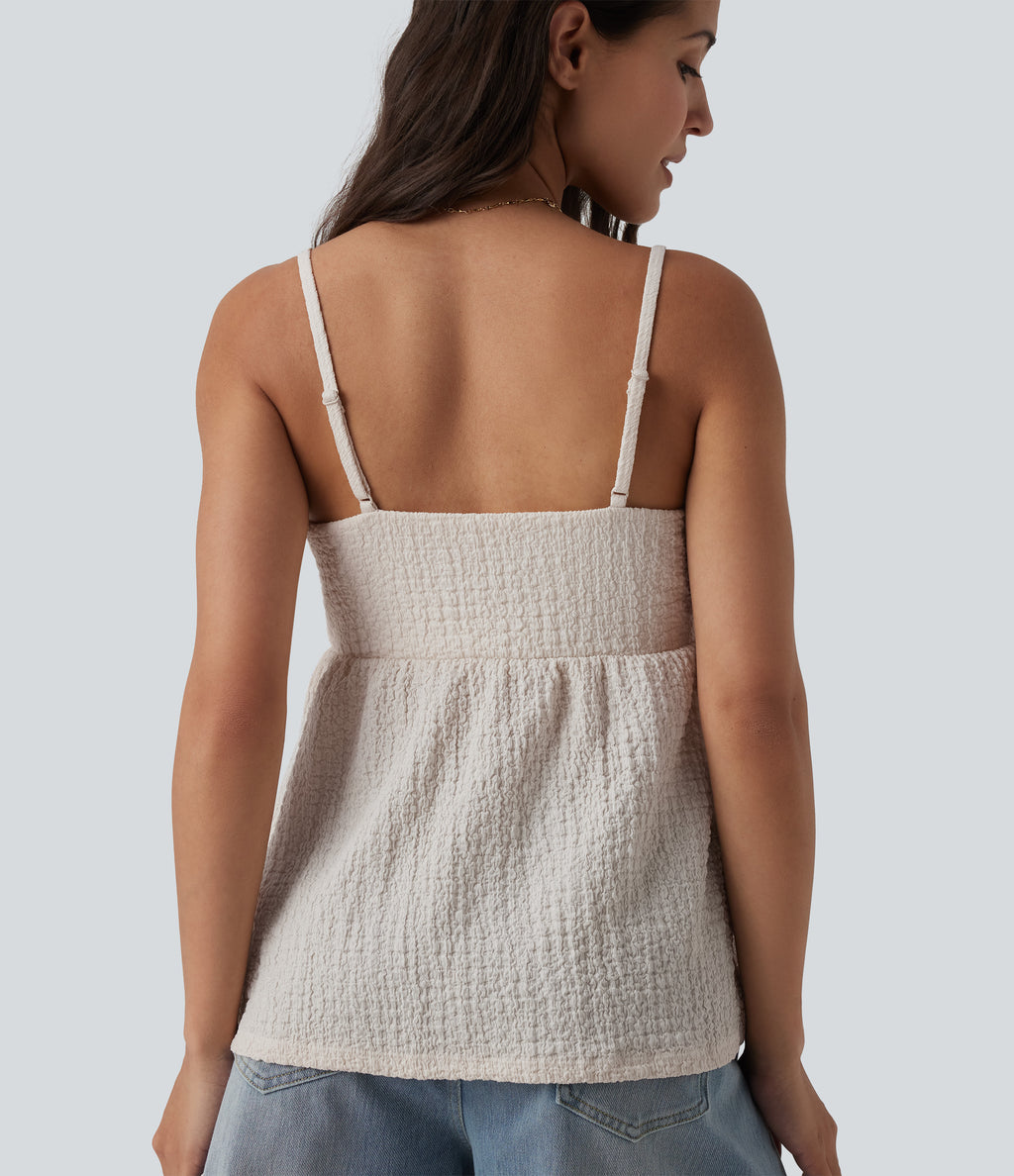 Built-in Bra V Neck Tank Top — White Sand — view 5