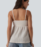 Built-in Bra V Neck Tank Top — White Sand — view 5