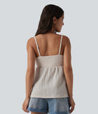 Built-in Bra V Neck Tank Top — White Sand — view 2