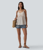 Built-in Bra V Neck Tank Top — White Sand — view 6