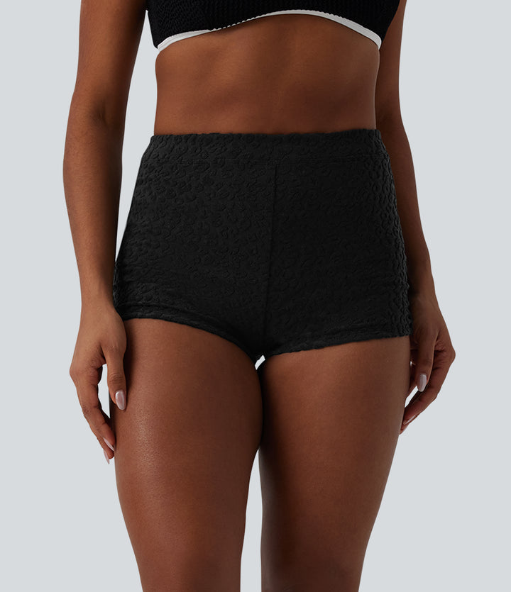 High Waisted Leopard Print Bikini Bottom Swimsuit — Black Panther — view 6