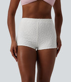 High Waisted Leopard Print Bikini Bottom Swimsuit — Silvery White Leopard Print — view 1