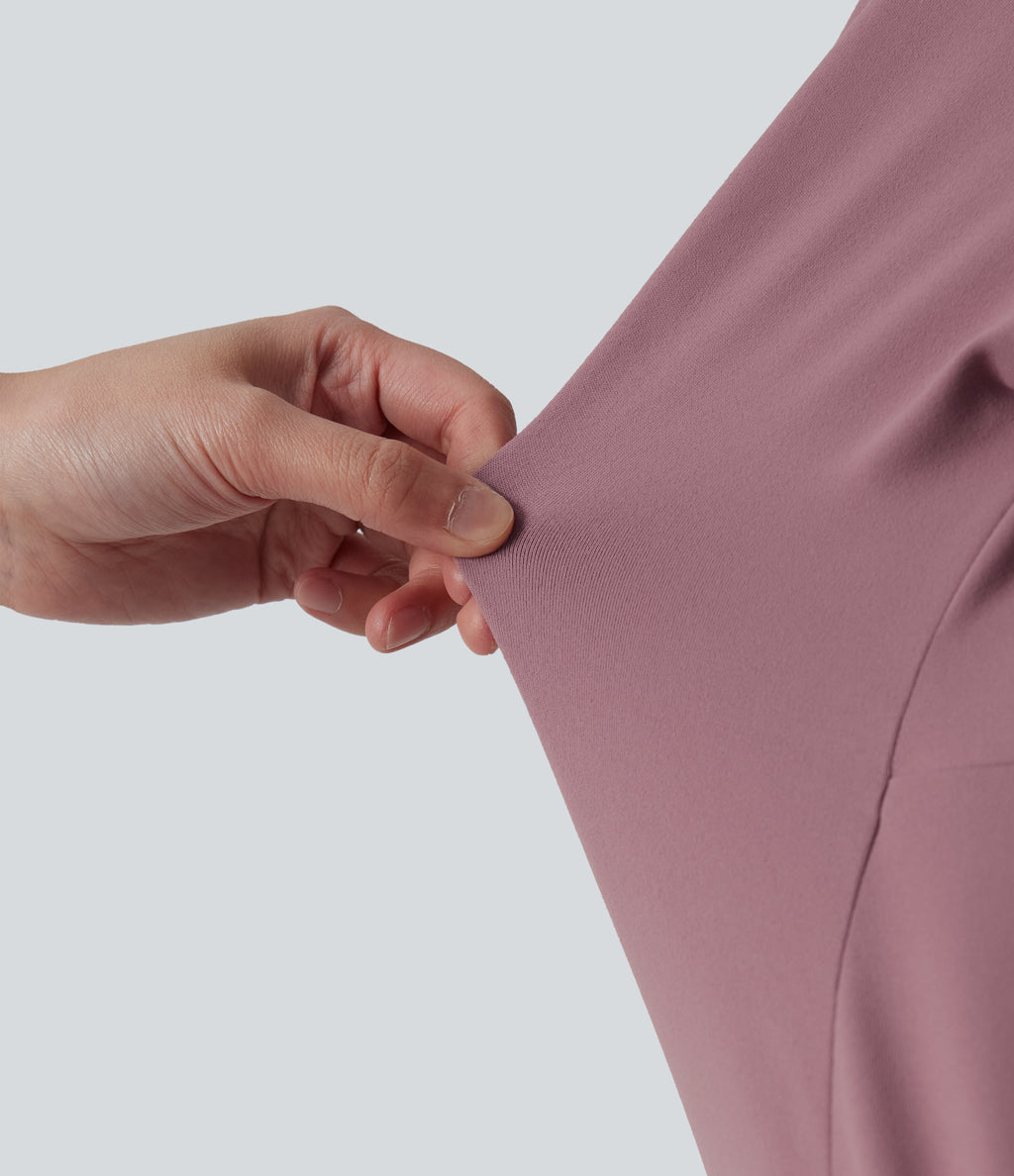 V Neck Long Sleeve Casual Top — Nostalgia Rose — view 5