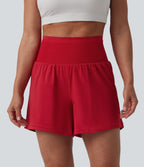 Airy High Waisted Tummy Control 2-in-1 InstantCool Yoga Shorts with Pockets — Salsa — view 3