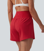 Airy High Waisted Tummy Control 2-in-1 InstantCool Yoga Shorts with Pockets — Salsa — view 2