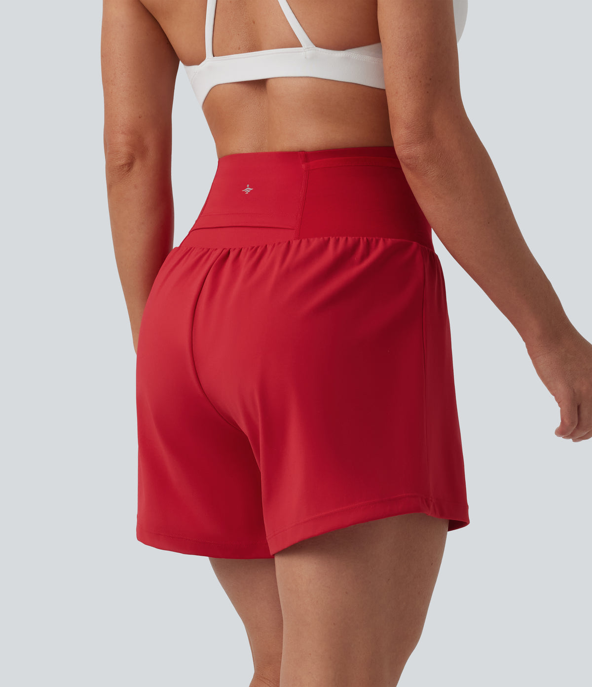 Airy High Waisted Tummy Control 2-in-1 InstantCool Yoga Shorts with Pockets — Salsa — view 2