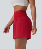 Airy High Waisted Tummy Control 2-in-1 InstantCool Yoga Shorts with Pockets — Salsa — view 4