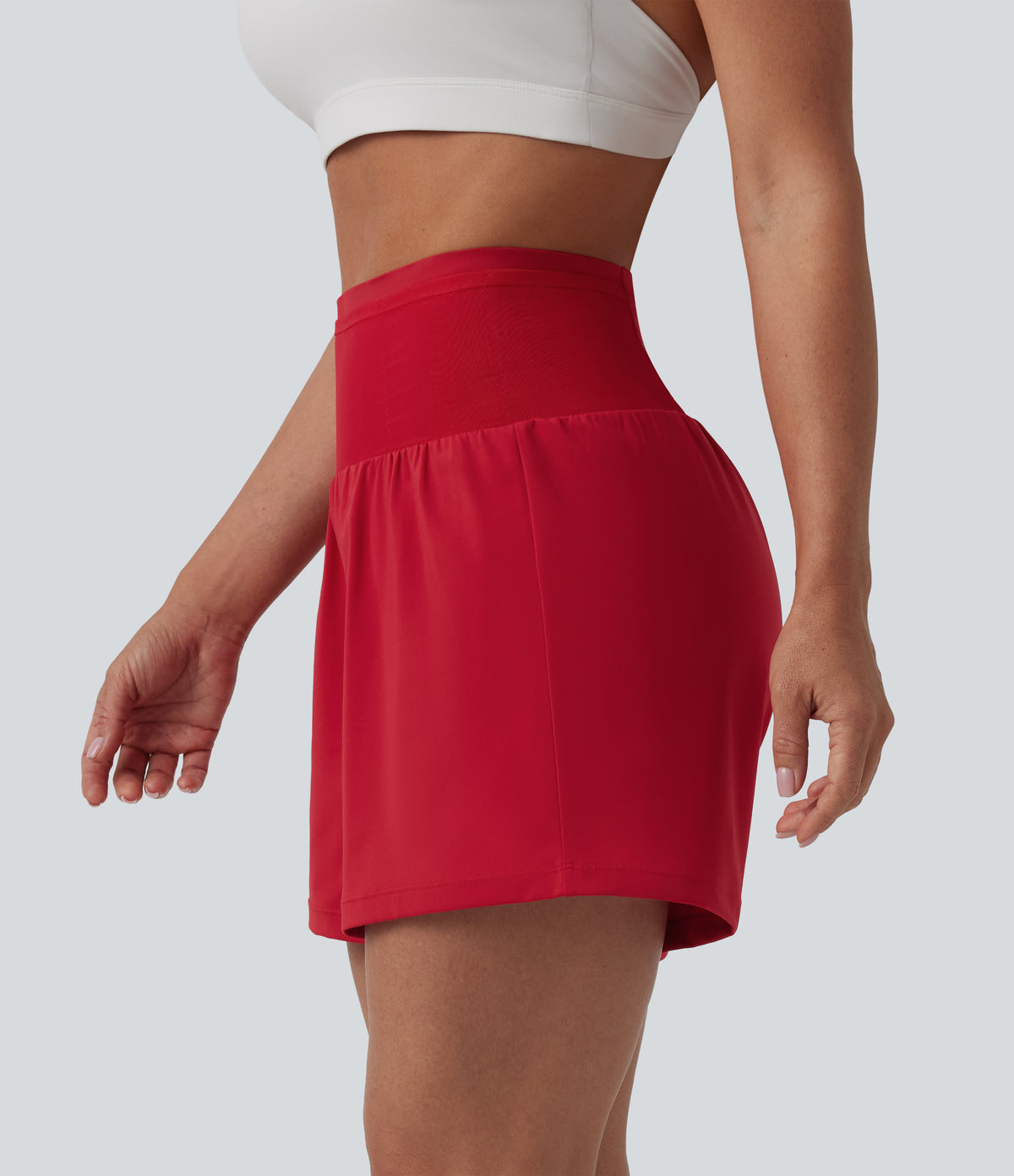 Airy High Waisted Tummy Control 2-in-1 InstantCool Yoga Shorts with Pockets — Salsa — view 4