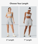 Super High Waisted 2-in-1 Stripe Yoga Shorts 7'' with Pockets — Zebra Ripple — view 2