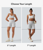 Super High Waisted 2-in-1 Stripe Yoga Shorts 7'' with Pockets — Zebra Ripple — view 2