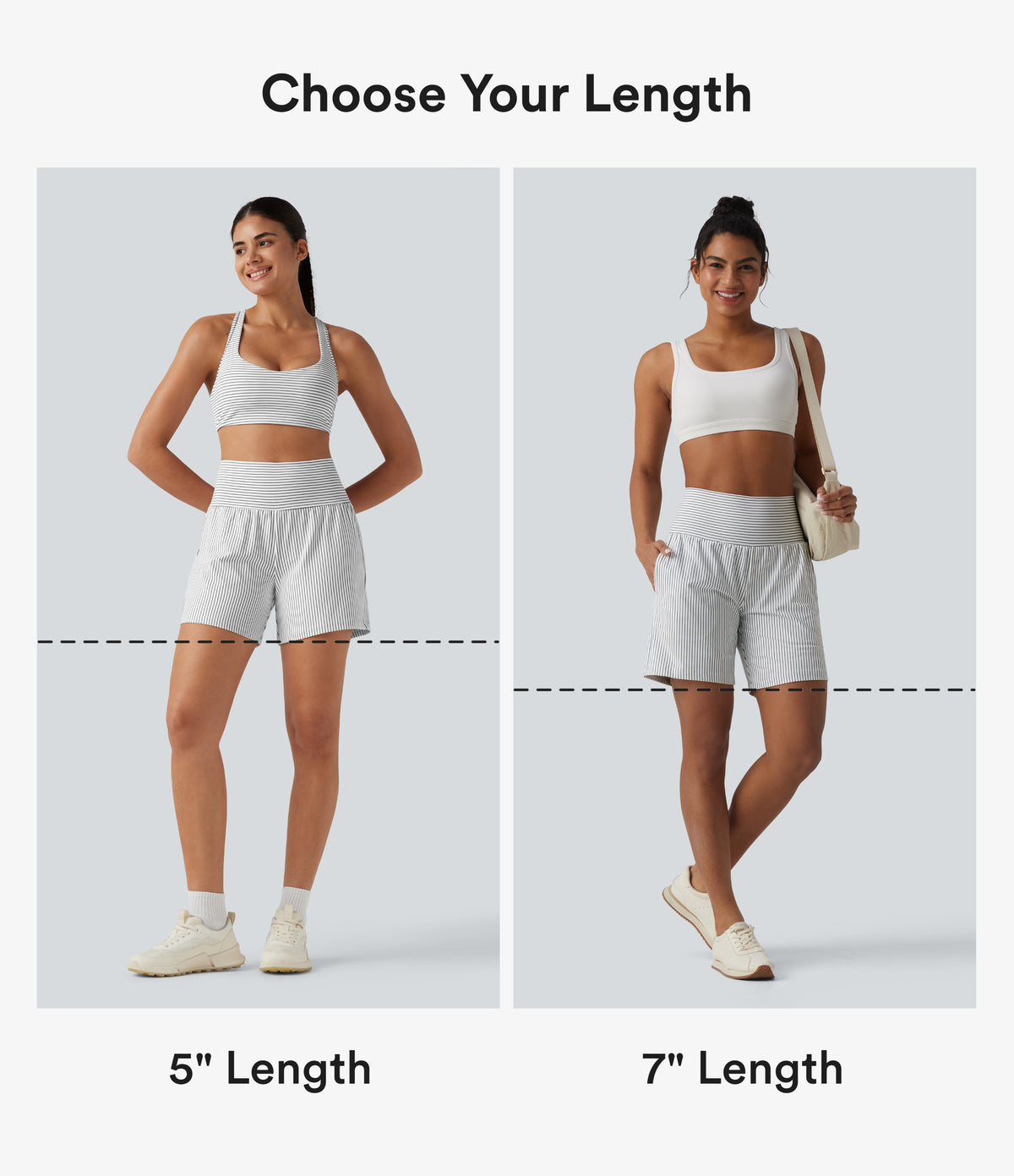 Super High Waisted 2-in-1 Stripe Yoga Shorts 7'' with Pockets — Zebra Ripple — view 2