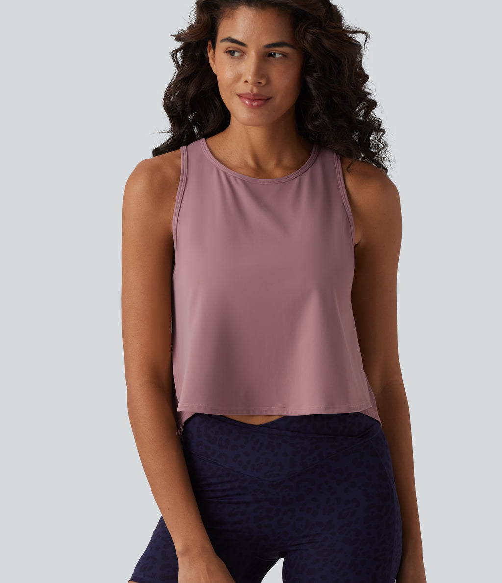 Round Neck Racerback Breathable Mesh InstantCool Quick Dry Running Tank Top UPF50+ — Nostalgia Rose — view 5