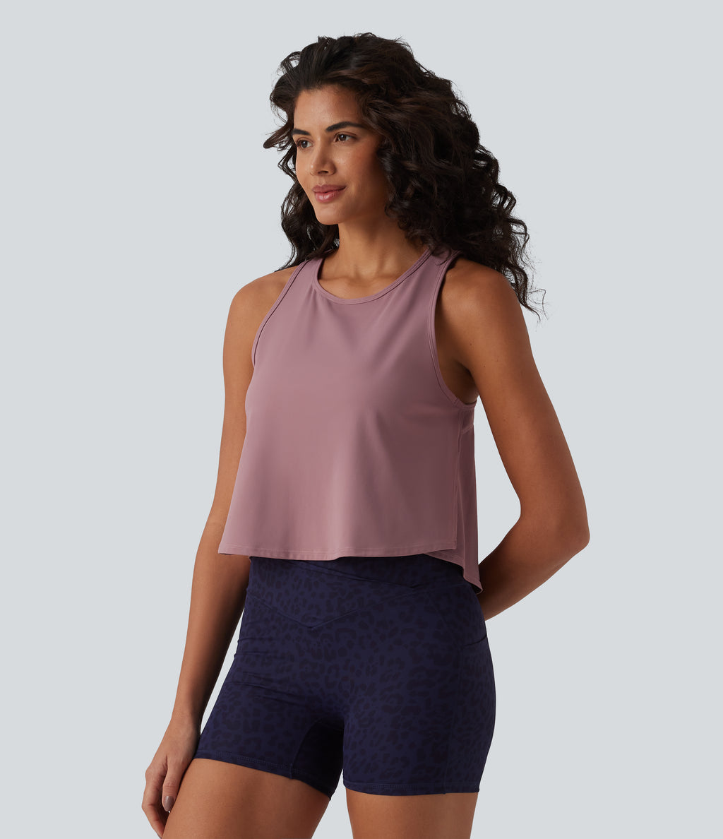 Round Neck Racerback Breathable Mesh InstantCool Quick Dry Running Tank Top UPF50+ — Nostalgia Rose — view 3