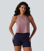 Round Neck Racerback Breathable Mesh InstantCool Quick Dry Running Tank Top UPF50+ — Nostalgia Rose — view 2