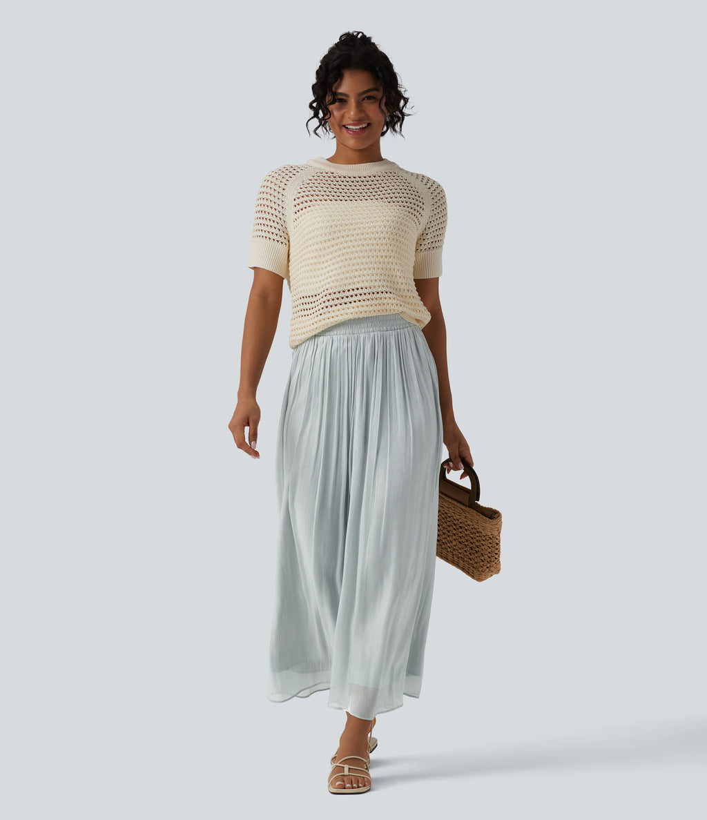 High Waisted Flowy Resort Baggy Trousers — Puritan Gray — view 6