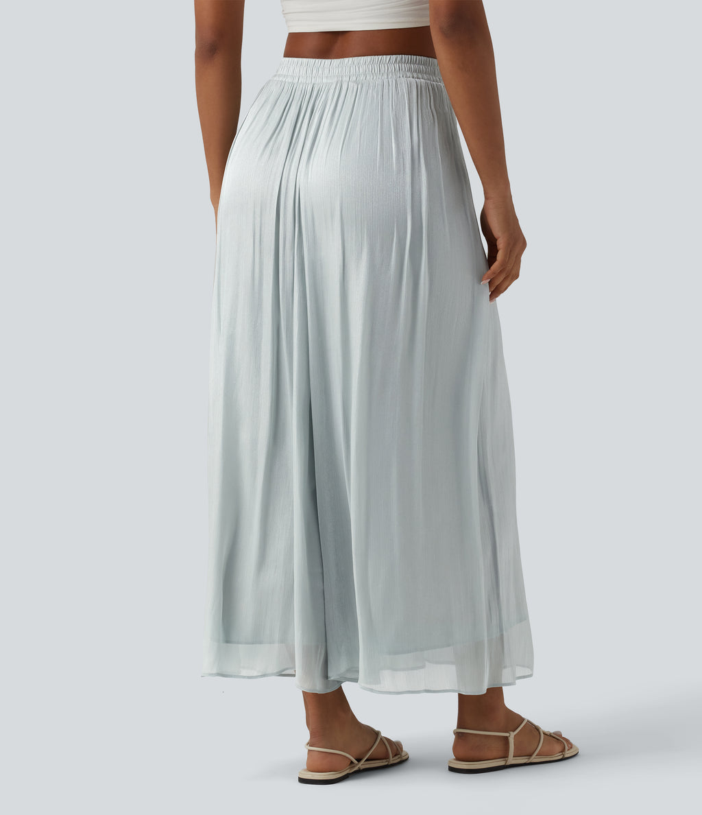 High Waisted Flowy Resort Baggy Trousers — Puritan Gray — view 2