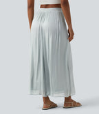 High Waisted Flowy Resort Baggy Trousers — Puritan Gray — view 2