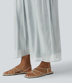 High Waisted Flowy Resort Baggy Trousers — Puritan Gray — view 5