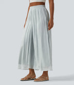 High Waisted Flowy Resort Baggy Trousers — Puritan Gray — view 1