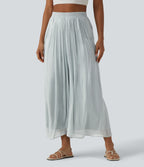 High Waisted Flowy Resort Baggy Trousers — Puritan Gray — view 3
