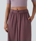Mid Rise Casual Baggy Trousers with Pockets — Woo Plum Purple — view 4