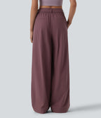 Mid Rise Casual Baggy Trousers with Pockets — Woo Plum Purple — view 2