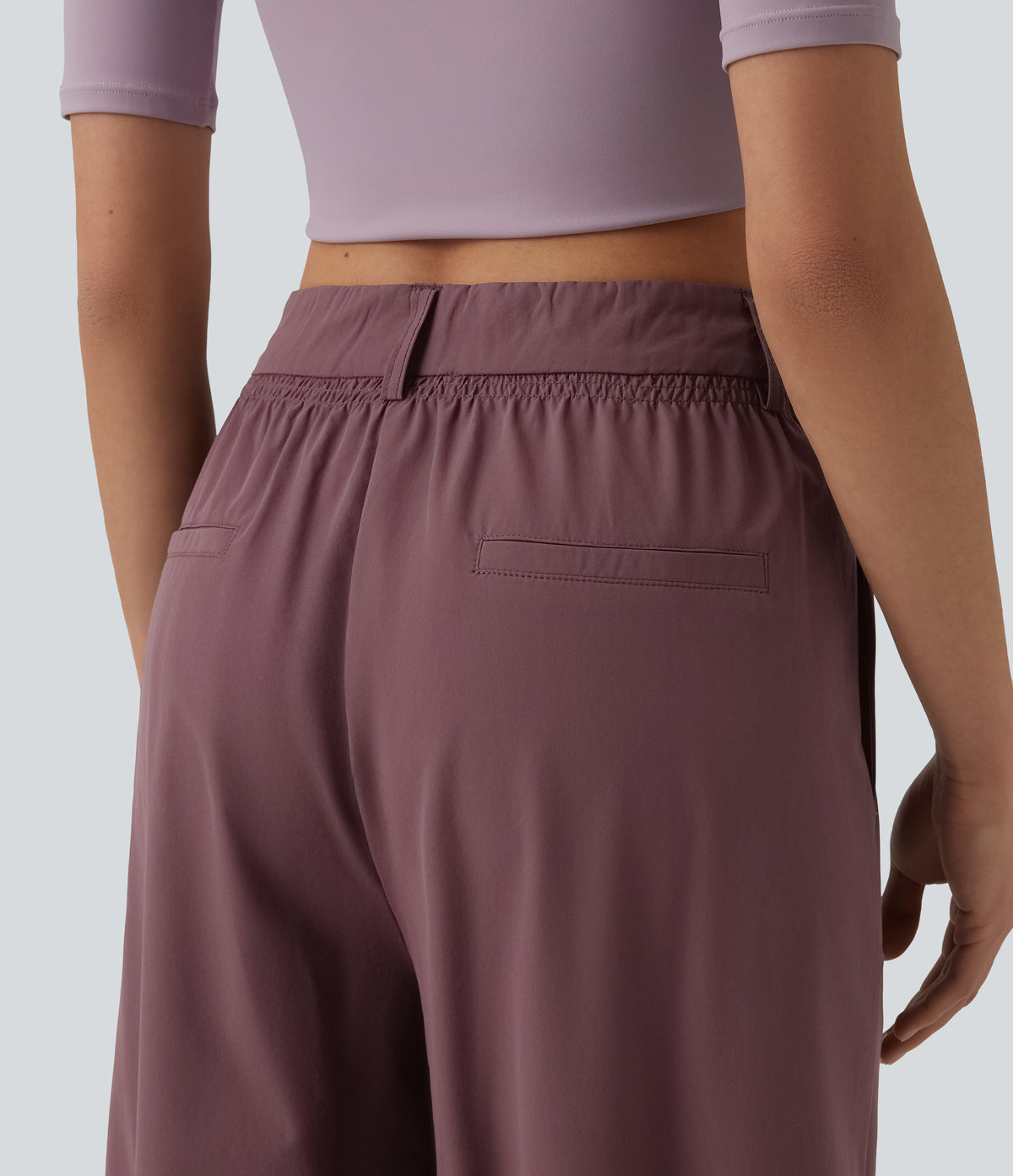 Mid Rise Casual Baggy Trousers with Pockets — Woo Plum Purple — view 5