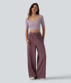 Mid Rise Casual Baggy Trousers with Pockets — Woo Plum Purple — view 6