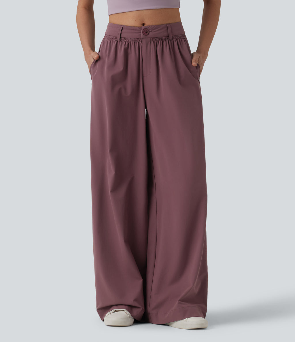 Mid Rise Casual Baggy Trousers with Pockets — Woo Plum Purple — view 1